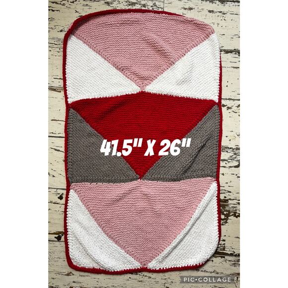 Crochet Quilt Bundle Handmade Pink Red Blue White Multicolored Throw Blankets - Picture 2 of 7